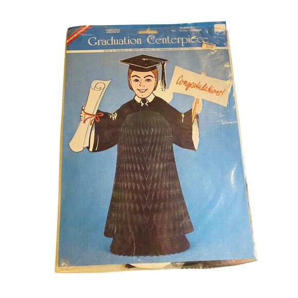 Vintage Amscan Graduation Centerpiece 11.5" Honeycomb Boy 1399-10 - Picture 1 of 6